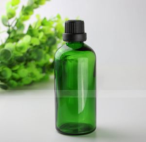 E Vloeibare Groene Glazen Flessen 100 ml Lege Glazen Druppelflesje 100 ml Met Plastic Tip Met Zwarte Schroefdop voor Cosmetische