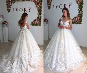 Elegante pizzo a trasparente Abiti da sposa A abiti da sposa maniche di maternità in gravidanza in gravidanza più abiti da sposa su misura su misura Hy4078