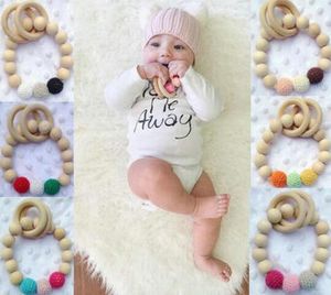 30PCs Teethers Natural Wood Circle Baby Play Gym Chew Beech Baby Tanding Pärlor Dusch Present Bed Toys Nyfödd Teether Trottie Rattles Ye016