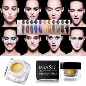 Drop Ship 6 teile/los IMAGIC 12 Farben Lidschatten Creme Wasserdicht Langlebige Schimmer Glow glitter lidschatten Make-Up