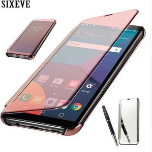 SIXEVE Flip Cell Phone Case For Samsung Galaxy J2 Prime SM-G532F Luxury Silicone Soft Acrylic Smatr View Mirror 360 Full Cover