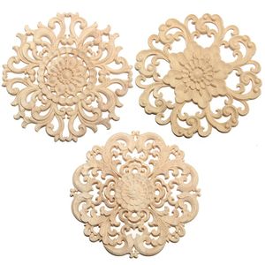 Wholesale decorative decals for home for sale - Group buy 3 Type Modern Floral Wood Carved Corner Round Shape Woodcarving Decal Onlay Applique Decorative Sculpture for Home Furniture Decor cm