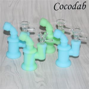 Narguilé brilho de silicone mini dab equipamento de gordura protegida de óleo de vidro Bongus BONG BOBBLER 14,4mm Bent Nectar Néctar Tubos de água inquebráveis