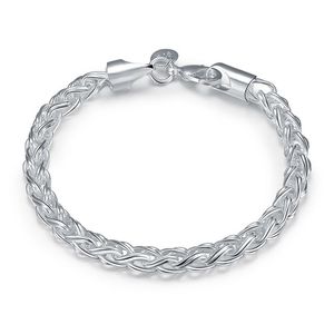 Pulseira torcional banhada a prata; Novidade moda masculina e feminina pulseira de prata 925 SPB070308g