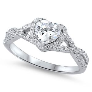 Gorąca Sprzedaż Marka Desgin Cross Wedding Heart Pierścionek dla kobiet Iskrzydlając Biżuteria Prawdziwe 100% 925 Sterling Silver Pave Pear Cut Topaz CZ Diament Ring