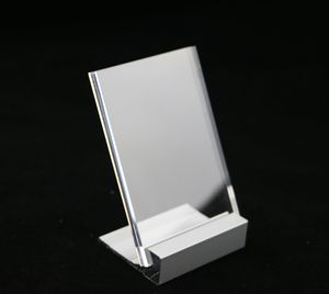 20 sztuk 105 * 70mm Znak Uchwyt Aluminium Metalowa Etykieta Uchwyt Stojak Display Display Stojak Akrylowy Pokrywa Rama Stół Tabela Photography Ramka