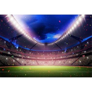 Green Football Field Photography Backdrop Blue Sky Ribbons World Cup Soccer Stadium Sports Match Boy Kids Party Photo Background