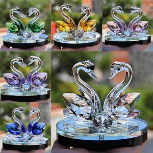 Estatuetas de cisne de vidro de cristal peso de papel Feng Shui artesanato estatueta coleção de arte para decoração de casamento em casa presentes para crianças