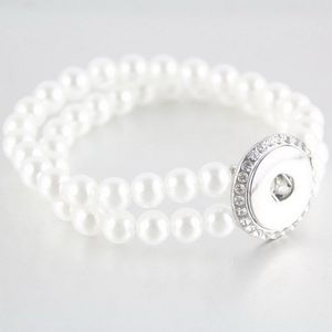 18mm Noosa Pérola Pulseira Pulseira Dupla Camada Snap Botões Braceletes Bangle para Mulheres Lady Meninas Jóias Presentes Atacado DHL GRÁTIS