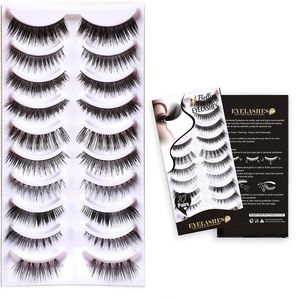 Quality Fiber Hand-made Natural Looking Thick Soft False Eyelashes 10 Pairs Bella Hair 10 Different Styles