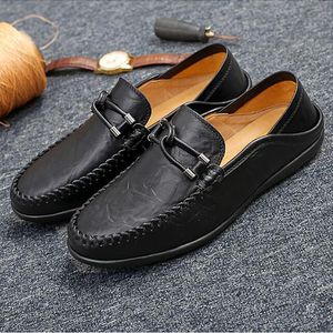 New to black TOP leather men's wedding shoes business casual pointed leatherT trendy leather casual shoes sheetmetal flats big size 38-47c12