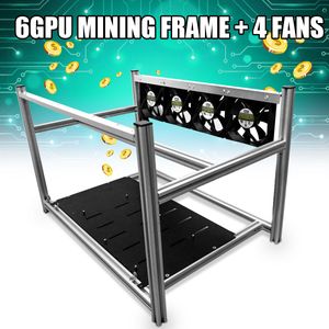 Non-Stackable Open Air Mining Rig Frame Miner Case 4 LED Fan for 6 GPU ETC BTH New Computer Mining Frame Server Chassis