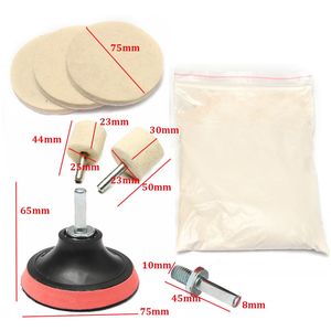Freeshipping 8OZ Glass Scrach Remover Polishing Kit Cerium Oxide Powder and 3'' Wheel + Felt For Removing Burrs Rust Dust