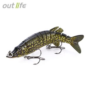 UNICLE 9-Segement Swimbeit Crankbait Multi-Jointed Pike Muskie Fishing Lure z Hook Treble Sztuczne przynęty Tackle 12.5cm 20g