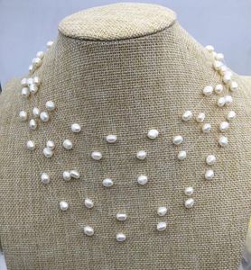 6-7mm Floating Halskette, Illusion Multistrands echte Süßwasser Perlenkette, handgemachte Perlenschmuck