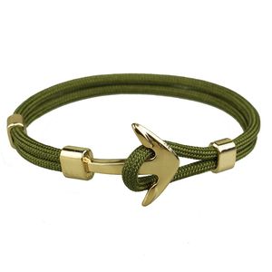 Fashionble Handmade Gold Anchor Fishhook Multicolor Paracord Link Armband för gåva