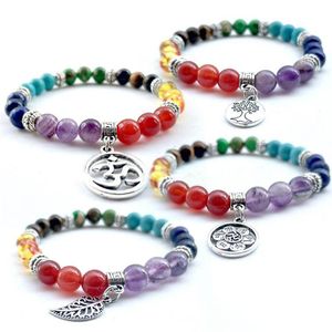 Natursten Armband 7 Reiki Chakra Healing Balance Pärlor Armband för Kvinnor Bön Balans Beads Armband Stretch Yoga Smycken