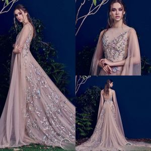 Prom Dress High Quality Handmade Embroidery Design Tulle Evening Dresses Vintage Sweep Train Robe de mariée