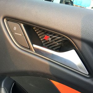 4x kolfiberbilstyling innerdörrhandtag skålskydd trim klistermärken passar för audi a3 a4 a5 a6 a7 q3 q5 q7 b6 auto accessories2729