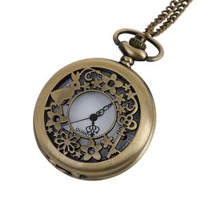 Wholesale 100pcs/lot Pendant Chain Quartz Bronze Rabbit Watch Hollow Pocket Watch PW114