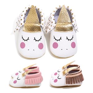 INS Unicorn Baby Walking Shoes infant Moccs Moccasins Baby First Walkers tassels soft PU Leather Infants shoes 0-18Mos C5172