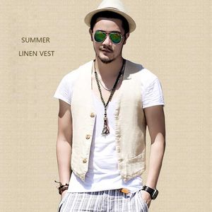New Arrival Linen for Summer Man's Vest 3 Button Thin Casual Waistcoat Men Slimming Suit Male Clothing