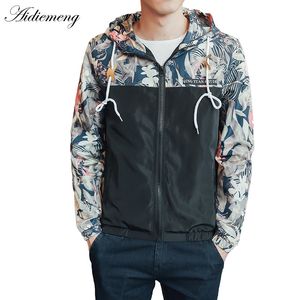 Windbreaker jaquetas homens jaqueta com capuz esportes jaqueta de bombardeiro moda luz flores casuais homens jaquetas casacos outwear