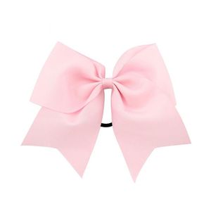 100pcs 8 Inch Large Solid Cheerleading Ribbon Bows Grosgrain Cheer Bows Tie With Elastic Band/Girls Rubber Hair Band Beautiful