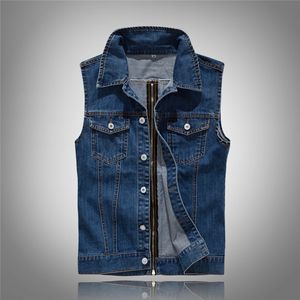 Giacche da moto Gilet di jeans senza maniche Cerniera Capispalla da uomo Soprabito Top Blu di alta qualità Nuova vendita calda di moda