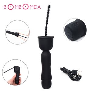 16 Freqüência Pênis Plug Vibrador Uretral Estimulação Treinamento Uretral Silicone Glans Massager Adultos Products Brinquedos sexuais para homens Y18100802