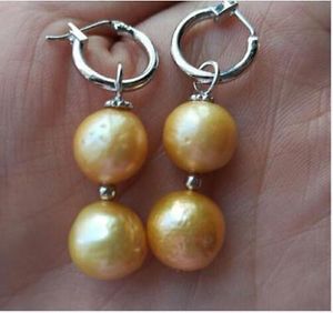 Wholesale golden south sea pearls earrings for sale - Group buy pearl jewelry new mm Baroque Golden South Sea Pearl Earrings K White Gold Swing Earrings