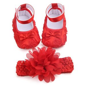 Babyschuhe Mädchen Schleife Stirnbänder Sets, Neugeborene Mädchen Weiche Sohlen Prinzessin Krippe Schuhe Prewalker, Mode Neugeborenen Schuhe