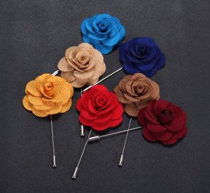 22 Colors Lapel Flower Man Woman Camellia Handmade Brooch Diameter 4CM Men Suit Stick Brooches Pin Wholesale