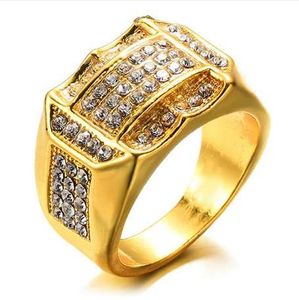 Novos anéis de strass de luxo da moda para homens de ouro e prata cores clássicas de jóias de anel de hip hop masculino clássico