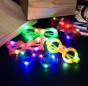 O dia das bruxas led piscando óculos crianças cosplay novely iluminado para cima óculos de sol da borboleta do coração forma óculos para festa festival constums novely prop