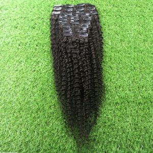 Clipe em Natural Curly Brazilian Hair Extensions 100g 9 pcs Afro clipe Kinky em extensões 10 