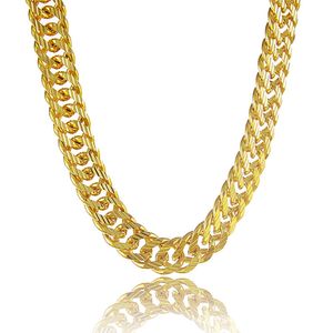 Mens Necklace Solid Chain 18k Yellow Gold Filled Statement Jewelry Gift 22 Inches Double Curb Chain Accessories