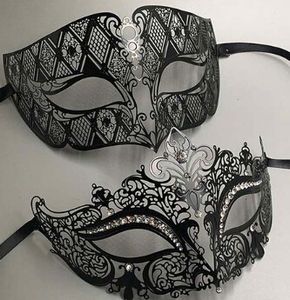 Metal Filigran Rhinestone Weneckie Masquerade Para Maska Para Ball Event Wedding Party Maska Lot Costume Mężczyźni Kobiety