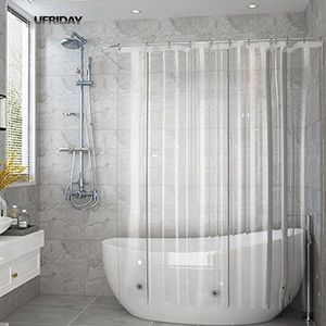 Ufriday 전체 투명 샤워 커튼 투명 목욕 커튼 라이너 Peva Mildew 방수 방수 패브릭 욕실 커튼을위한