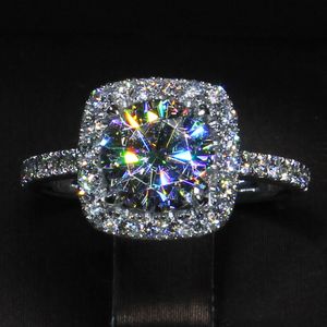 2017 Mode-Ring 925 Sterling Silber, Verlobung, Hochzeit Band Ringe für Frauen Rundschliff 1ct Diamant Kristall Bijoux