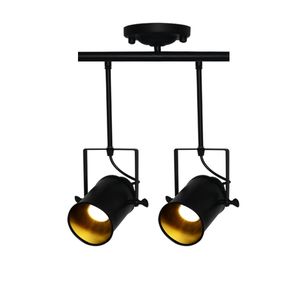 Retro Loft Vintage 2 light LED Track lamp Kung with rail Ceiling Lamp Bar Clothing Personality spotlight 3W E27 led lamp