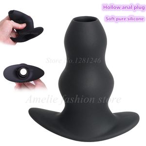 Hollow Anal Plug Enema Peep Anus For Woman Men,Anal Speculum Cleaning Silicone Butt Plug Prostate Massager Unisex Anal Sex Toys S924