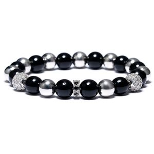 New Fashion Black Obsidian Stone Beads Bracelet Luxury Shambala Charm Strand Chain For Men Handmade Jewelry Accessories