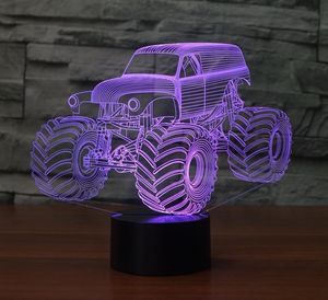 Große Größe Grave Digger Monster Truck 3D Schreibtischlampe 7 wechselbare Farben Nachtlicht #R45