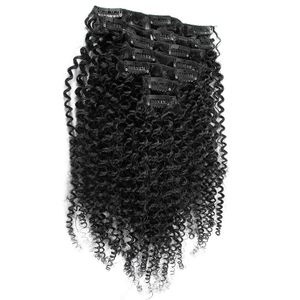 7st Mongolian Afro Kinky Curly Clip Ins Human Hair 100G African American Afro Kinky Hair Clip In Extensions 16 