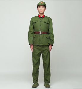 Nordkoreanska soldat enhetlig röd vakter grön prestanda kostym scen film tv åtta rutt armé outfit vietnam militär