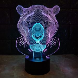 LED Big Size Tiger 3D Desk Lamp Illusion lighting 7 Changeable Colors Nightlight #R42