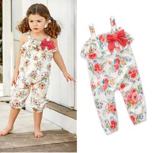 Baby girls Floral Rompers INS Flowers print Jumpsuits 2018 new summer fashion kids Boutique clothes 2 colors C3535