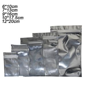 200pcs/lot Resealable Aluminum Foil Zipper Zipper Plastic Bag Heat Sealable Candy Coffee Food Package Clear Poly Zip Lock Mylar Packing Bag