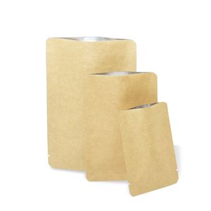 4 sizes Brown Open Top Food Vacuum Package Bag Kraft Paper Aluminum Foil Packaging Pouch Coffee Powder Dried Food Storage Bags Hea293s